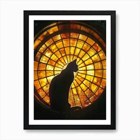 Cat In Stained Glass Window 9 Art Print