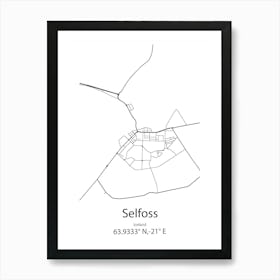 Selfoss,Iceland Minimalist Map Art Print