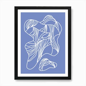 Coastal Coral Dark Blue Art Print