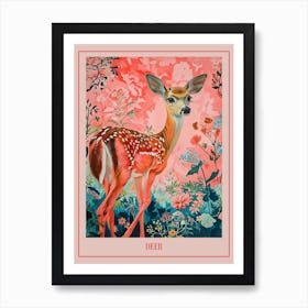 Floral Animal Painting Deer 1 Poster Art Print