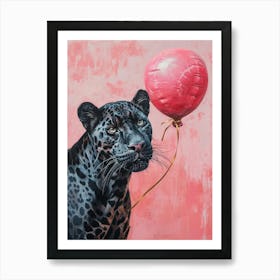 Cute Panther 2 With Balloon Art Print