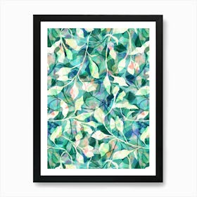 Watercolour Painted Foliage - Emerald Art Print