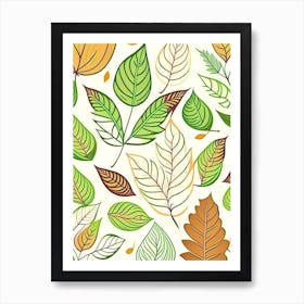 Leaf Pattern Warm Tones 4 Art Print