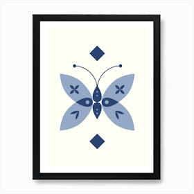 Geometric Butterfly in Grey Art Print