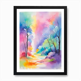 Watercolor Of A Forest 3 Art Print