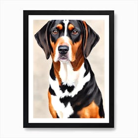 Black And Tan Coonhound 3 Watercolour Dog Art Print