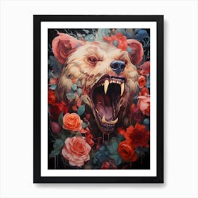 Bear With Roses Art Print