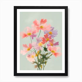 Bouvardia Flowers Acrylic Pastel Colours 3 Art Print