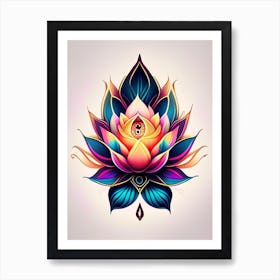 Lotus Flower, Symbol, Third Eye Tattoo 1 Art Print