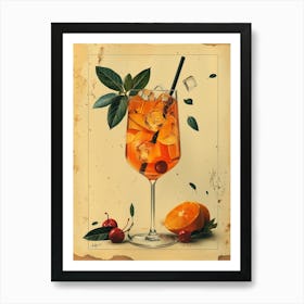 Cocktail With Oranges And Cherries 1 Art Print