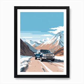 A Ford F 150 In The Route Des Grandes Alpes Illustration 2 Art Print