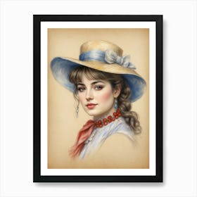 Victorian Woman In Hat Art Print