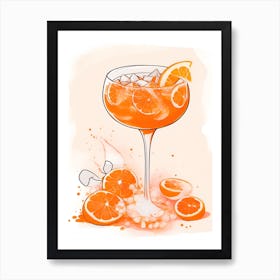 Aperol With Ice And Orange Watercolor Vertical Composition 63 Art Print