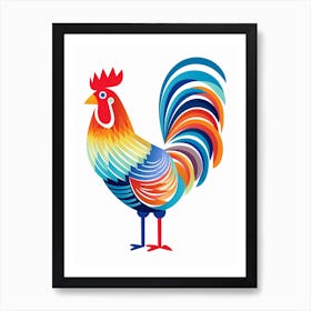 Colourful Geometric Bird Rooster 3 Art Print