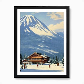 Niseko, Japan Ski Resort Vintage Landscape 2 Skiing Poster Art Print