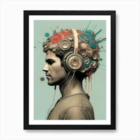 Man With Headphones 8 Art Print