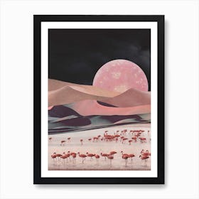 Flamoongos Black & Pink Art Print