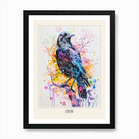 Crow Colourful Watercolour 1 Poster Art Print