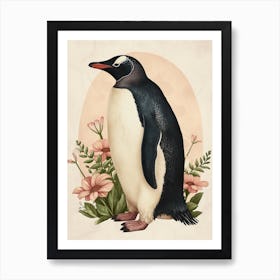 Adlie Penguin Laurie Island Vintage Botanical Painting 1 Art Print