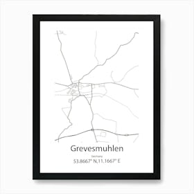 Grevesmuhlen,Germany Minimalist Map Art Print