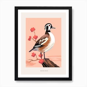 Minimalist Wood Duck 1 Bird Poster Art Print