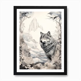 Tundra Wolf Vintage Painting 4 Art Print