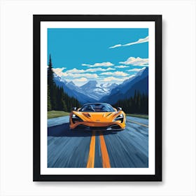 A Mclaren F1 Car In Icefields Parkway Flat Illustration 4 Art Print