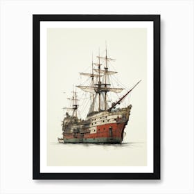 Titanic Ship Simple Pencil Drawing 3 Art Print