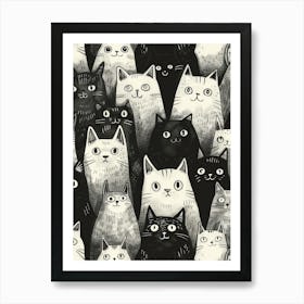 Perfectly Repeatable Artwork With Cute Cat Faces 80 Art Print