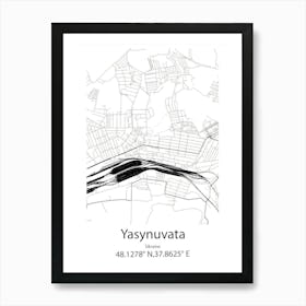 Yasynuvata,Ukraine Minimalist Map Art Print