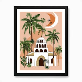 Islamic Mosque With Palm Trees Art Print