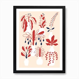 Indoor Garden Red And Blue Art Print