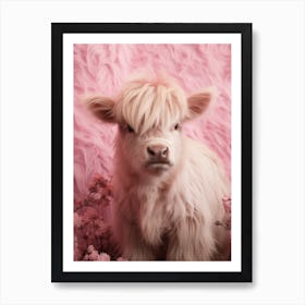 Fluffy Baby Pink Highland Cow 1 Art Print