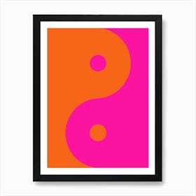 Hot Pink And Orange Yin Yang Art Print