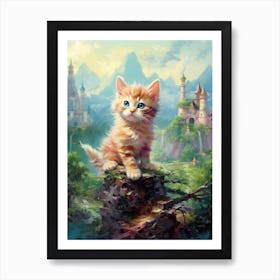 Cute Fantasy Vintage Kitten Kitsch 3 Art Print