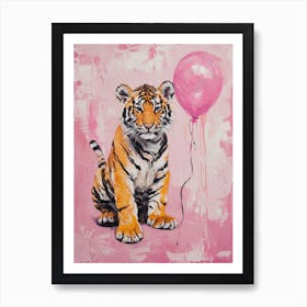 Cute Bengal Tiger 1 With Balloon Art Print