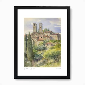 Castellina In Chianti, Tuscany, Italy 4 Watercolour Travel Poster Art Print