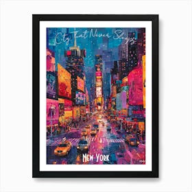 New York City Skyline, abstract cubism vibrant Poster Art Print