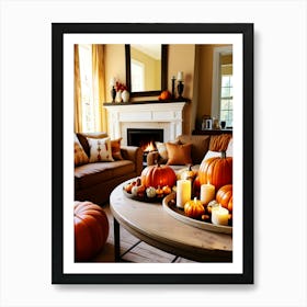 Living Room With Pumpkins 1 Art Print