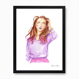 Girl with breeze in her hair Art Print