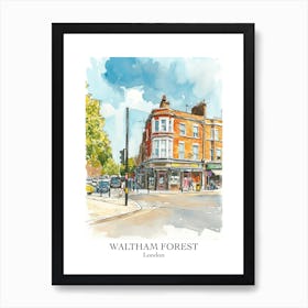 Waltham Forest London Borough   Street Watercolour 2 Poster Art Print