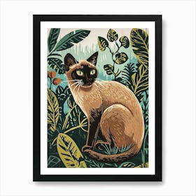 Burmese Cat Relief Illustration 4 Art Print