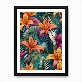 Tropical Lilies Art Print