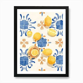 Lemons On Tile Art Print