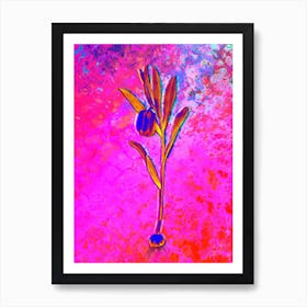 Fritillaria Latifolia Botanical in Acid Neon Pink Green and Blue n.0362 Art Print