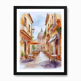 Watercolor Street Scene 1 Art Print