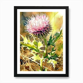 Texas Thistle Botanical Floral Art Print