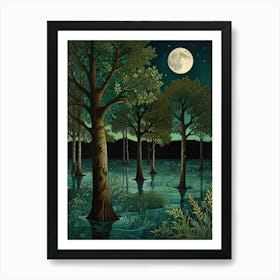 William Morris Moonlight In The Swamp Art Print