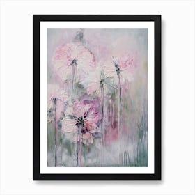 Soft Pink And Green Flower Painting Art Print