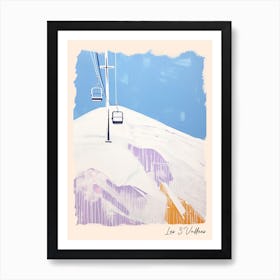 Poster Of Les 3 Vallees   France, Ski Resort Pastel Colours Illustration 2 Art Print